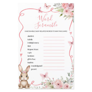 Cute Bunny Baby Shower Girl Word Scramble Game