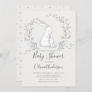 Cute Bunny Baby Shower Invitation