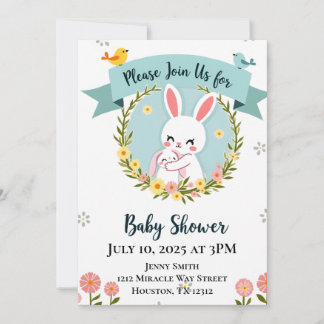 Cute Bunny Baby Shower  Invitation