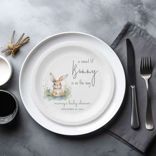 Cute Bunny Baby Shower Paper Plates