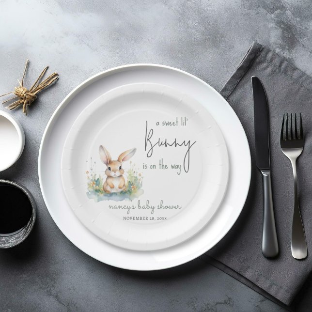 Cute Bunny Baby Shower Paper Plates (Creator Uploaded)