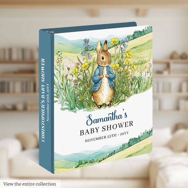 Cute Bunny Baby Shower Ring Binder Guest Photo  (Cute Bunny Baby Shower Ring Binder Guest Photo Album)