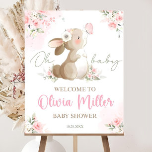 Cute Bunny Baby Shower Welcome sign Is a girl Welc