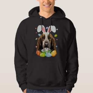 Cute Bunny Basset Hound Dog Head Easter Egg Happy Hoodie