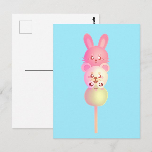 Cute Bunny, Bear And Frog Dango Postcard (Front/Back)