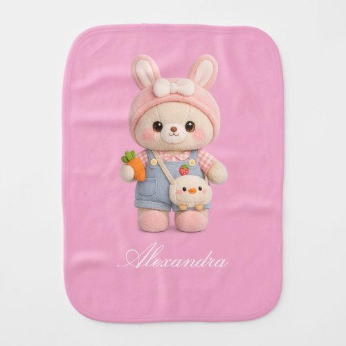 Cute Bunny Bear Burp Cloth for Baby Girl Gift Set