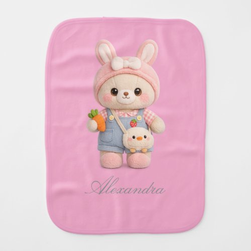 Cute Bunny Bear Burp Cloth for Baby Girl Gift Set