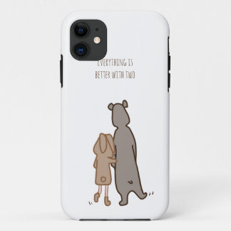 Cute Bunny Bear Couple love iPhone 11 Case