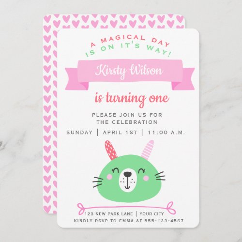 Cute Bunny  Birthday Celebration Invitation