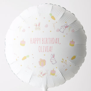 Cute Bunny Birthday Pink Rabbit Party Balloons