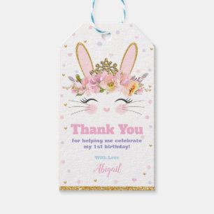 Cute Bunny Birthday Thank You Favor Gift Tags Girl