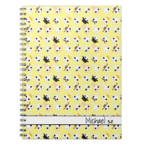 Cute Bunny Bits Emotes Pattern Pastel Yellow Notebook