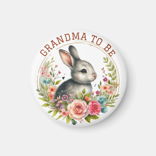 Cute Bunny Blossom Grandma To Be Announcement Magnet