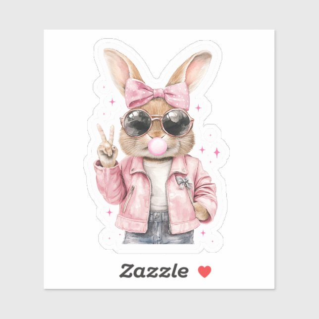 Cute Bunny Blowing Bubble Gum Sticker (Sheet)