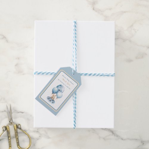 Cute Bunny Blue Baby Boy Shower  Gift Tags