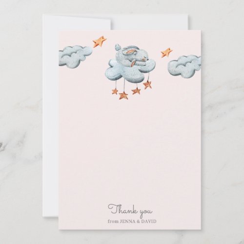 cute bunny blue Baby Shower Thank You Card