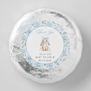 Cute Bunny, Blue Bow, Blue Flowers, Baby Shower Dipped Oreo Cookie Favors