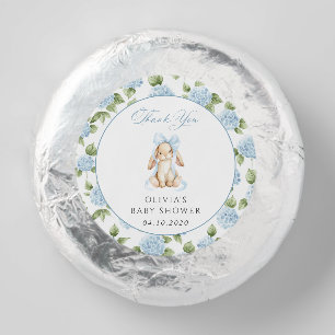 Cute Bunny, Blue Bow, Blue Flowers, Baby Shower Dipped Oreo Cookie Favors