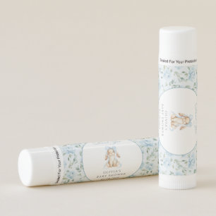 Cute Bunny, Blue Bow, Blue Flowers, Baby Shower Lip Balm