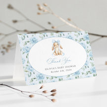 Cute Bunny, Blue Bow, Blue Flowers, Baby Shower