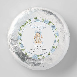 Cute Bunny, Blue Bow, Blue Flowers, First Birthday Dipped Oreo Cookie Favors