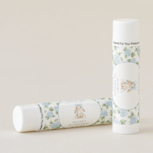 Cute Bunny, Blue Bow, Blue Flowers, First Birthday Lip Balm