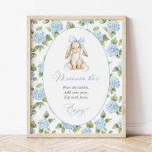 Cute Bunny, Blue Bow, Blue Flowers, Momosa Bar