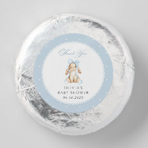 Cute Bunny, Blue Bow, Blue Polka Dots, Baby Shower Dipped Oreo Cookie Favors