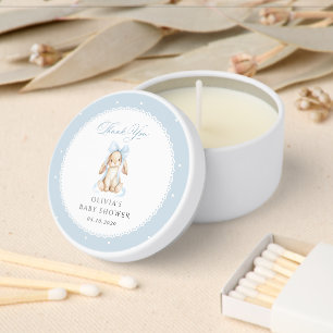 Cute Bunny, Blue Bow, Blue Polka Dots, Baby Shower Mini Candle Favors