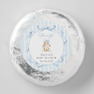 Cute Bunny, Blue Bow, Blue Stripes, Baby Shower Dipped Oreo Cookie Favors
