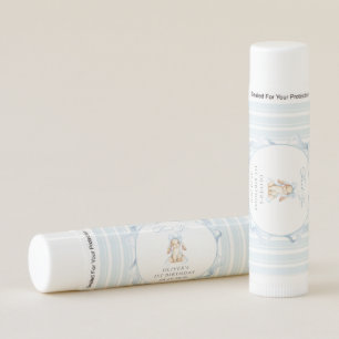 Cute Bunny, Blue Bow, Blue Stripes, First Birthday Lip Balm