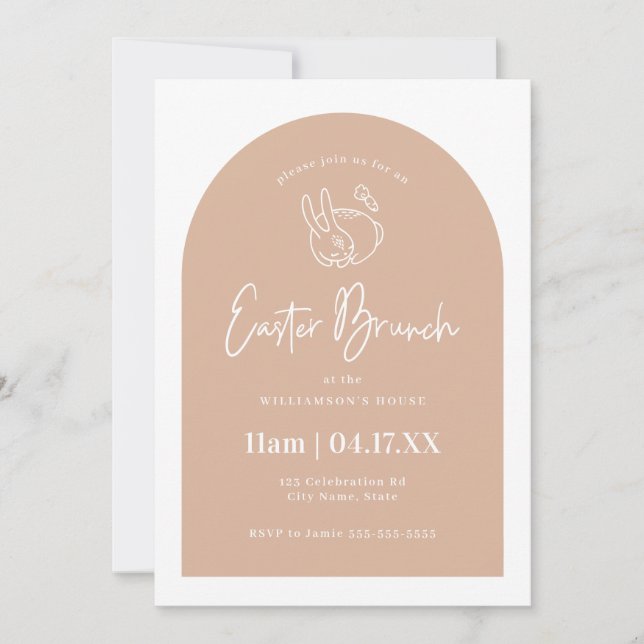 Cute Bunny Blush Pink Arch Easter Brunch Invitation (Front)