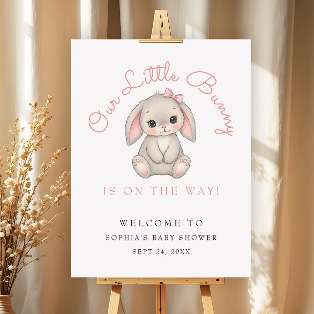 Cute Bunny Blush Pink Girl Baby Shower Welcome Foam Board (Creator Uploaded)