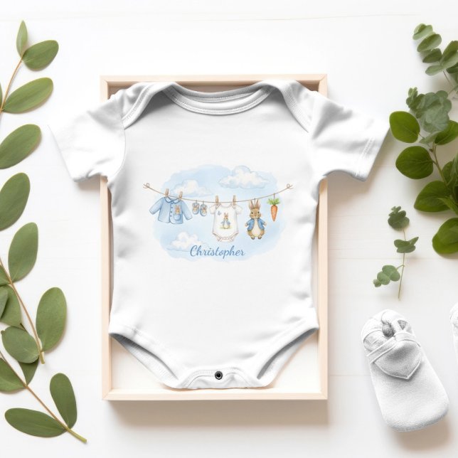 Cute Bunny Boy Clothesline Baby Bodysuit (Creator Uploaded)