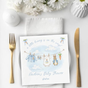 Cute Bunny Boy Clothesline Baby Shower Napkins