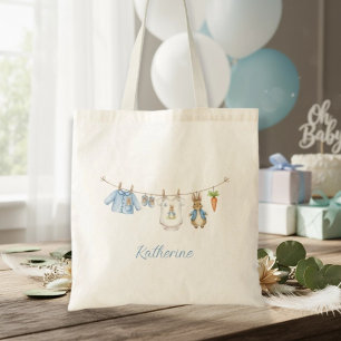 Cute Bunny Boy Clothesline Baby Shower Tote Bag