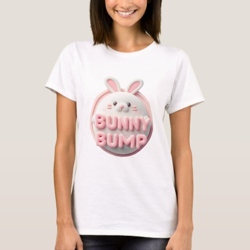 Cute Bunny Bump Baby Announcement Design  T_Shirt