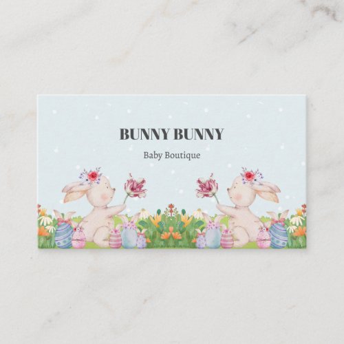 Cute Bunny Bunny Light Blue Business Card