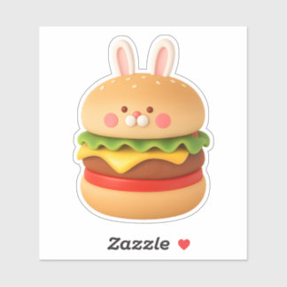 Cute Bunny Burger Character Custom Sticker