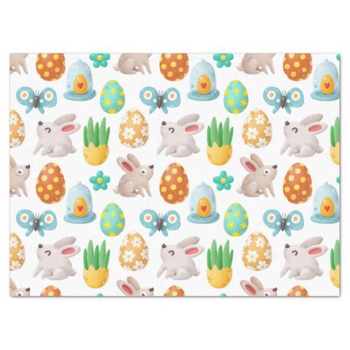 Cute Bunny Butterfly and Easter Egg Decoupage Tissue Paper