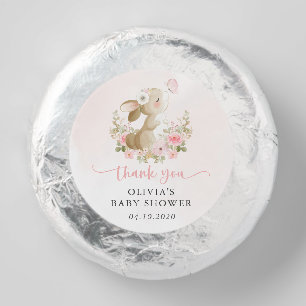 Cute Bunny, Butterfly, Pink Flowers, Baby Shower Dipped Oreo Cookie Favors