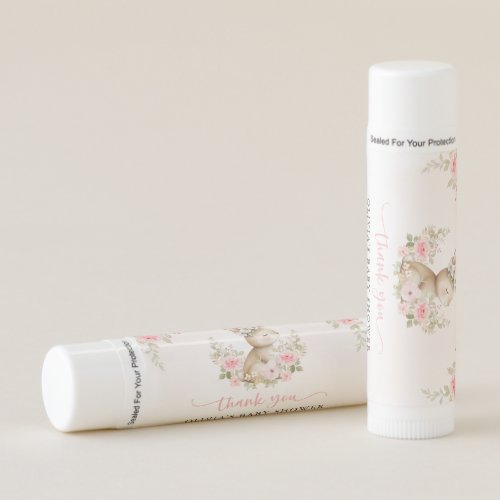 Cute Bunny, Butterfly, Pink Flowers, Baby Shower Lip Balm