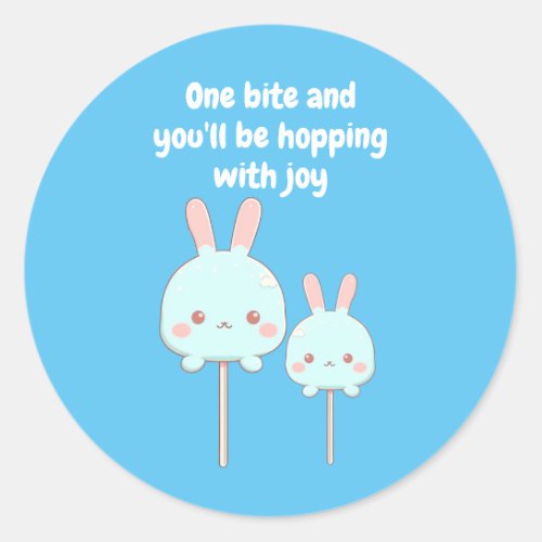 Cute Bunny Cake Pop _ Hopping with joy Classic Round Sticker