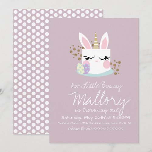 Cute Bunny Cake Unicorn Easter 1st Birthday Party 