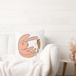 Cute Bunny & Carrot Animal Art Nursery Throw Pillow
