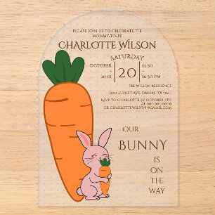 Cute Bunny & Carrot Baby Shower Acrylic Invitations