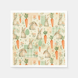 Cute Bunny & Carrot Cottage Pattern (1) Napkins