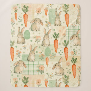 Cute Bunny & Carrot Cottage Pattern (1) Sherpa Blanket