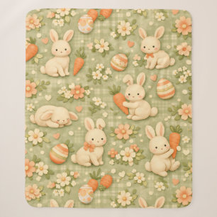 Cute Bunny & Carrot Cottage Pattern (2) Sherpa Blanket