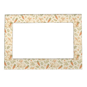 Cute Bunny & Carrot Cottage Pattern (3) Magnetic Frame